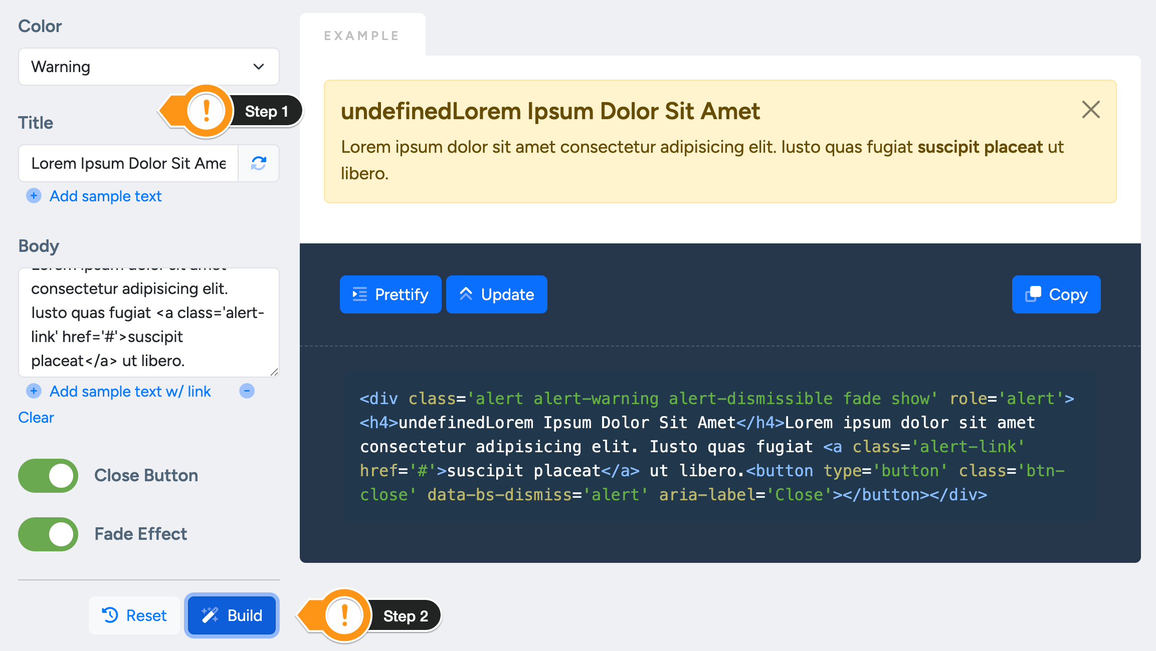 instruction steps 1 and 2