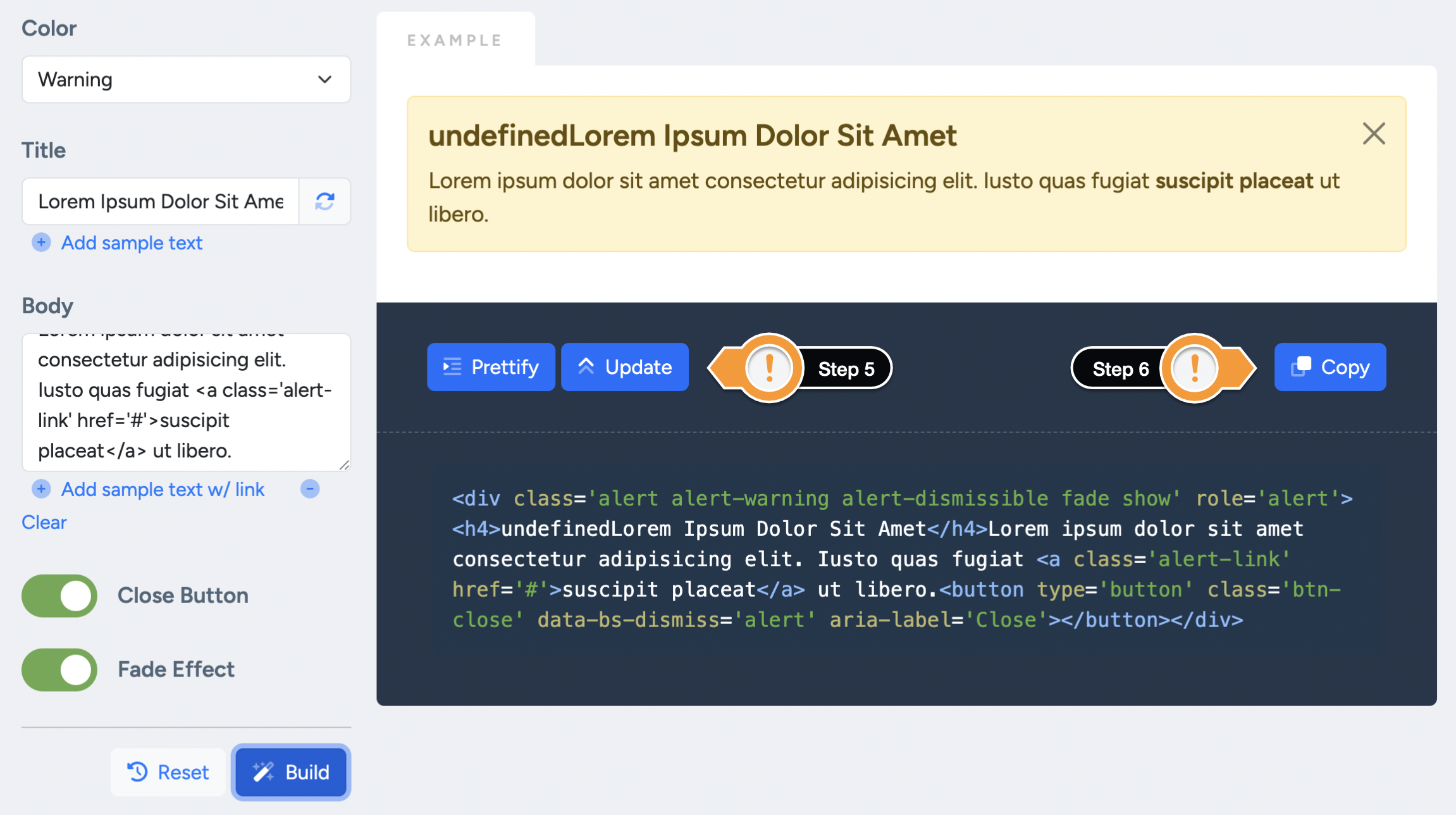 instruction steps 5, 6 and 7